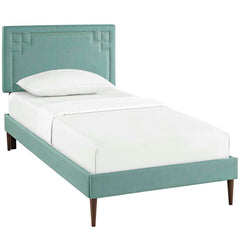 Josie Twin Fabric Platform Bed with Round Tapered Legs