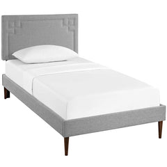 Josie Twin Fabric Platform Bed with Round Tapered Legs