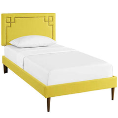 Josie Twin Fabric Platform Bed with Round Tapered Legs