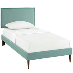 Camille Twin Fabric Platform Bed with Round Tapered Legs