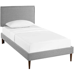 Camille Twin Fabric Platform Bed with Round Tapered Legs