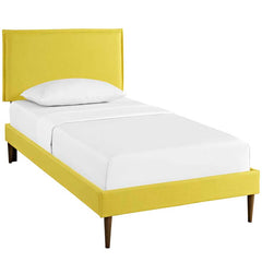 Camille Twin Fabric Platform Bed with Round Tapered Legs