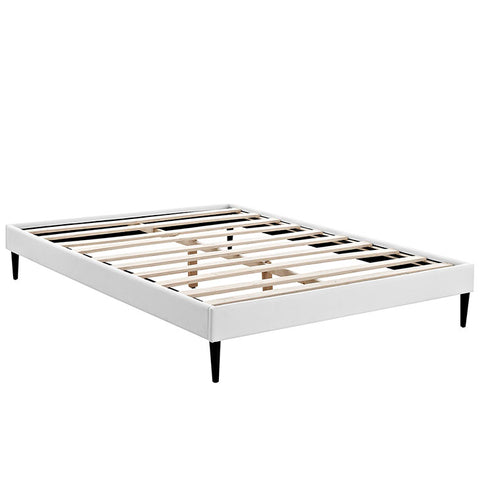 Sherry King Vinyl Bed Frame with Round Tapered Legs