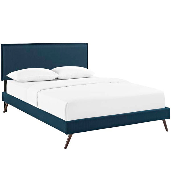 Camille Full Fabric Platform Bed with Round Splayed Legs