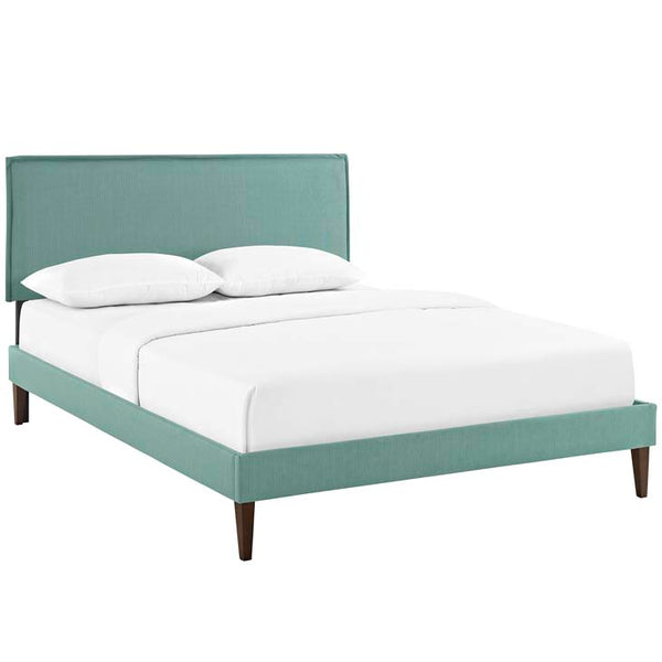 Camille Full Fabric Platform Bed with Squared Tapered Legs