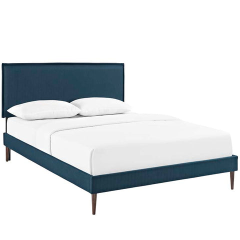 Camille Full Fabric Platform Bed with Round Tapered Legs