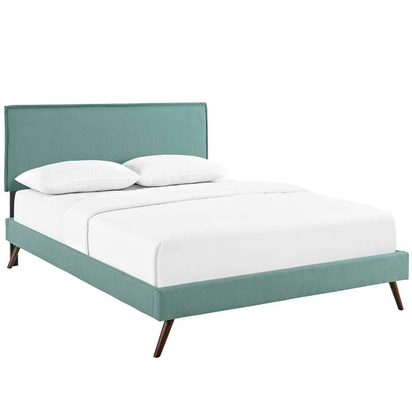 Camille Queen Fabric Platform Bed with Round Splayed Legs