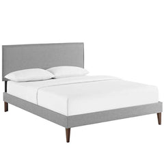 Camille Queen Fabric Platform Bed with Squared Tapered Legs
