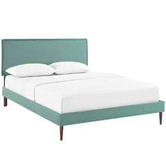 Camille Queen Fabric Platform Bed with Round Tapered Legs