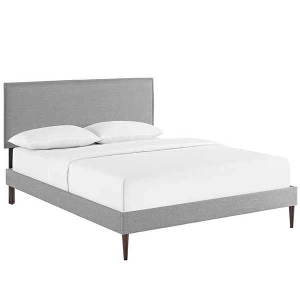 Camille Queen Fabric Platform Bed with Round Tapered Legs