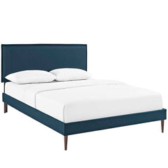 Camille King Fabric Platform Bed with Round Tapered Legs
