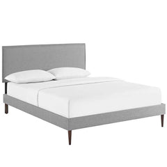 Camille King Fabric Platform Bed with Round Tapered Legs