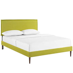 Camille King Fabric Platform Bed with Round Tapered Legs