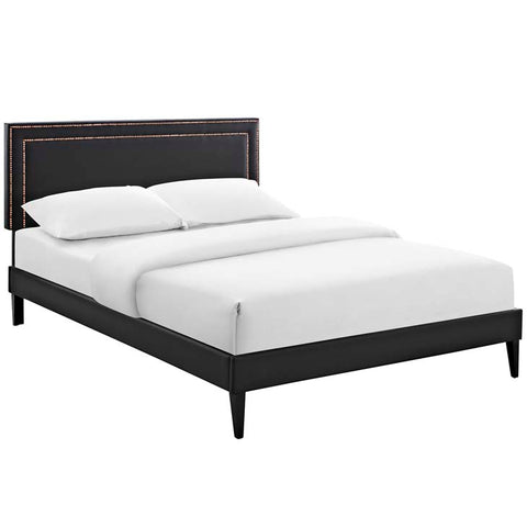 Jessamine Full Vinyl Platform Bed with Squared Tapered Legs