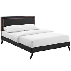 Jessamine Queen Vinyl Platform Bed with Round Splayed Legs
