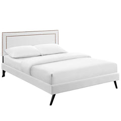 Jessamine Queen Vinyl Platform Bed with Round Splayed Legs