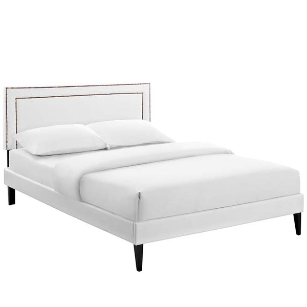 Jessamine King Vinyl Platform Bed with Squared Tapered Legs