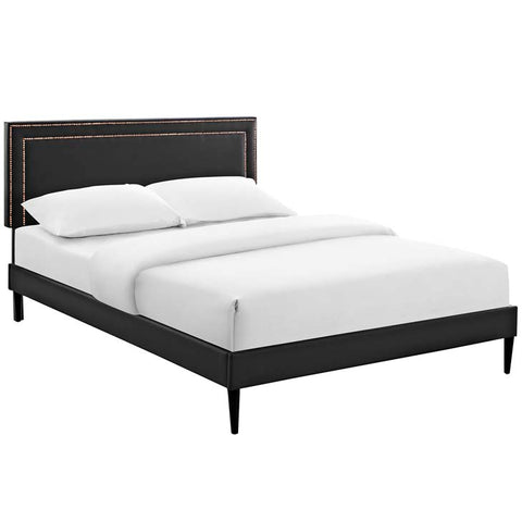 Jessamine King Vinyl Platform Bed with Round Tapered Legs
