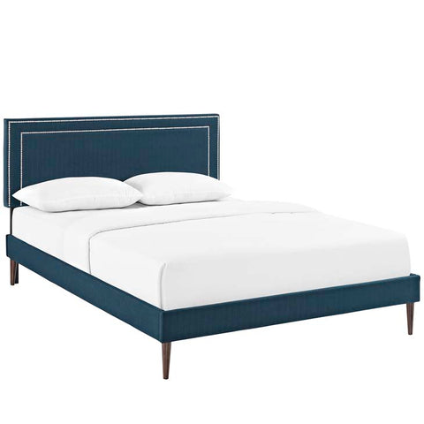 Jessamine King Fabric Platform Bed with Round Tapered Legs