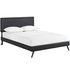 Josie Full Vinyl Platform Bed with Round Splayed Legs