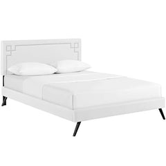 Josie Full Vinyl Platform Bed with Round Splayed Legs