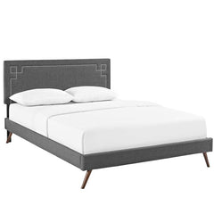 Josie Full Fabric Platform Bed with Round Splayed Legs