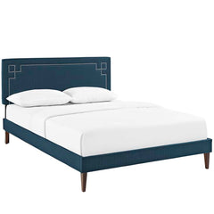 Josie Queen Fabric Platform Bed with Squared Tapered Legs