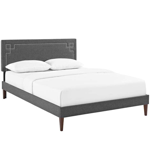 Josie Queen Fabric Platform Bed with Squared Tapered Legs