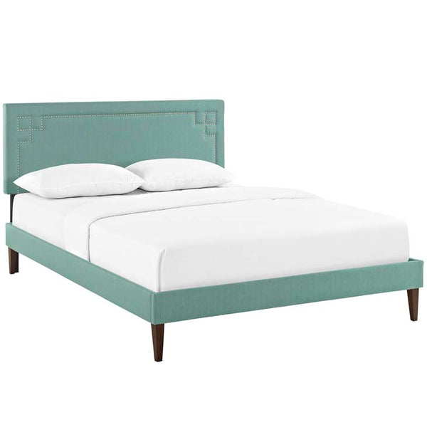Josie Queen Fabric Platform Bed with Squared Tapered Legs