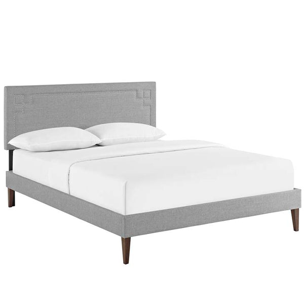 Josie Queen Fabric Platform Bed with Squared Tapered Legs