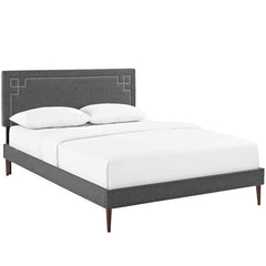 Josie Queen Fabric Platform Bed with Round Tapered Legs