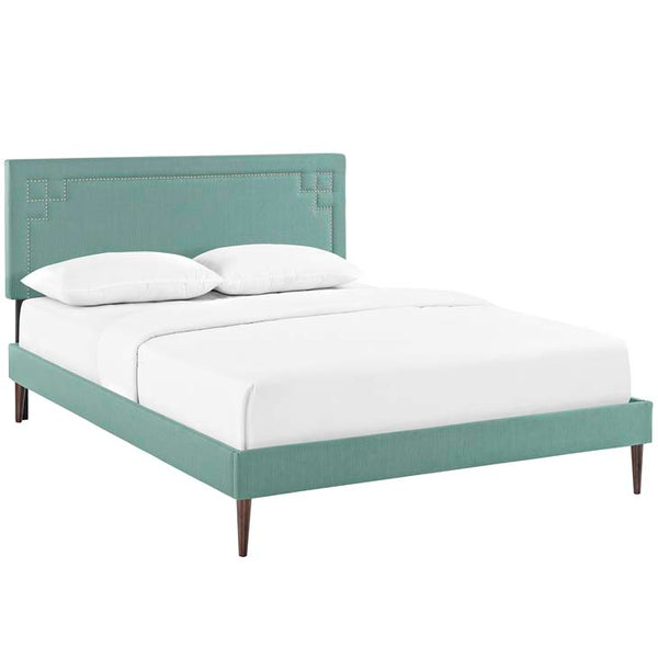 Josie Queen Fabric Platform Bed with Round Tapered Legs