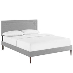 Josie Queen Fabric Platform Bed with Round Tapered Legs