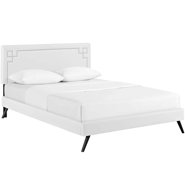 Josie King Vinyl Platform Bed with Round Splayed Legs