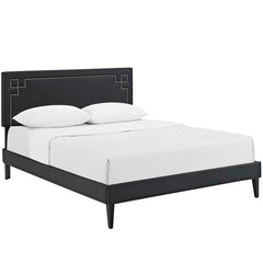 Josie King Vinyl Platform Bed with Squared Tapered Legs
