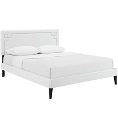Josie King Vinyl Platform Bed with Squared Tapered Legs