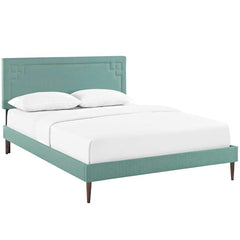 Josie King Fabric Platform Bed with Round Tapered Legs