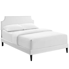Laura Full Vinyl Platform Bed with Squared Tapered Legs