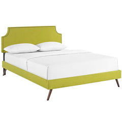 Laura Queen Fabric Platform Bed with Round Splayed Legs