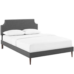 Laura Queen Fabric Platform Bed with Round Tapered Legs