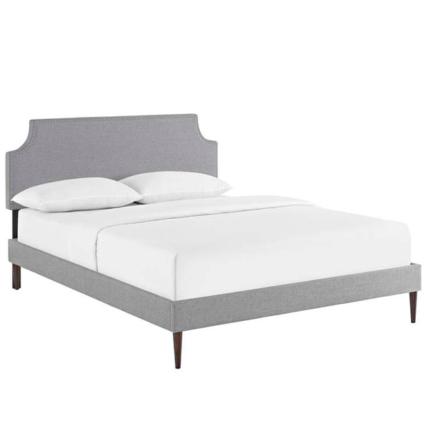 Laura Queen Fabric Platform Bed with Round Tapered Legs