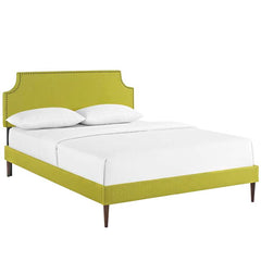 Laura Queen Fabric Platform Bed with Round Tapered Legs