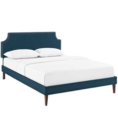 Laura King Fabric Platform Bed with Squared Tapered Legs