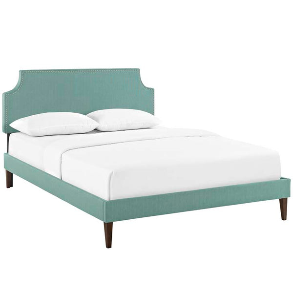 Laura King Fabric Platform Bed with Squared Tapered Legs