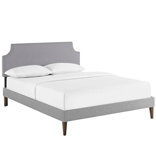Laura King Fabric Platform Bed with Squared Tapered Legs