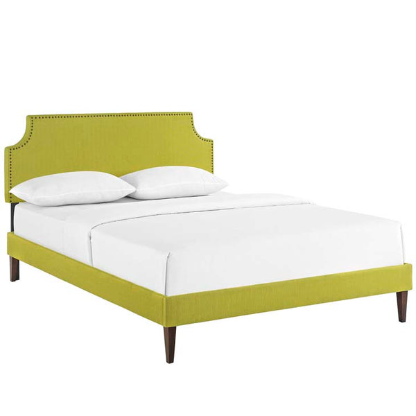 Laura King Fabric Platform Bed with Squared Tapered Legs