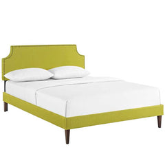 Laura King Fabric Platform Bed with Squared Tapered Legs