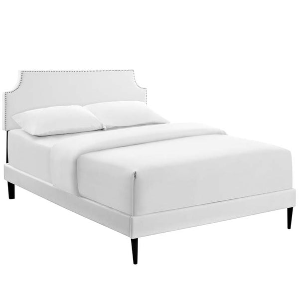 Laura King Vinyl Platform Bed with Round Tapered Legs
