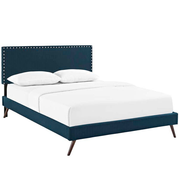 Phoebe Full Fabric Platform Bed with Round Splayed Legs