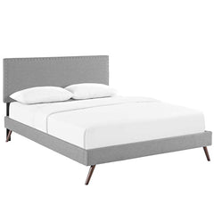 Phoebe Queen Fabric Platform Bed with Round Splayed Legs